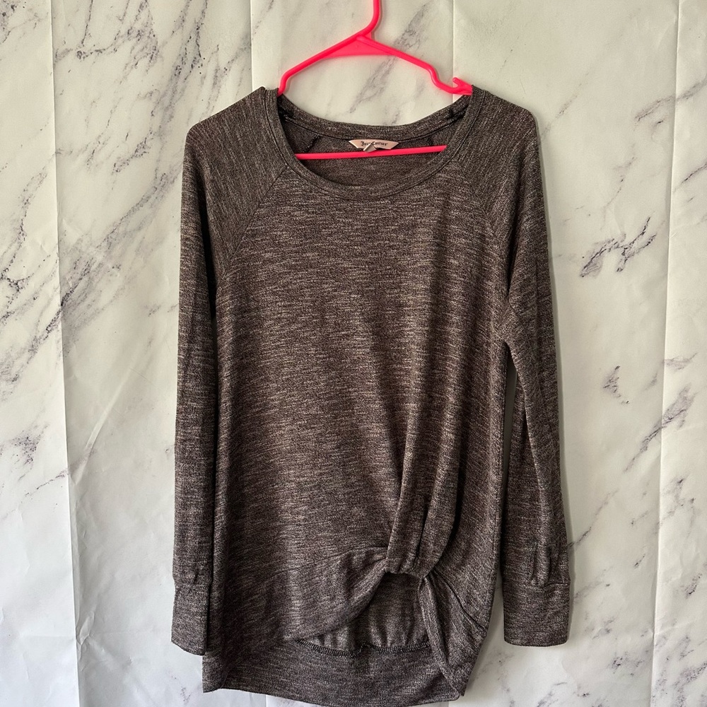 JUICY COUTURE - GREY BURNOUT LONG SLEEVE TOP WOMENS SMALL
